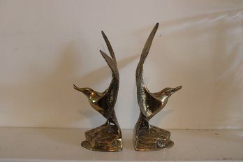 Vintage Mid Century  Brass Seagull Bookends