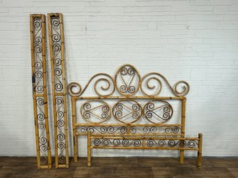 Vintage BOHO Bamboo Rattan Full Size Bed Frame