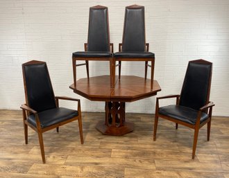 Foster-McDavid Mid-Century Modern Walnut Dining Chairs With Walnut Table