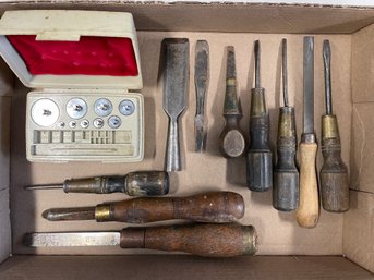 Antique Hand Tools And Scale Weights (10)