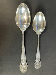 Pair Of Ornate Sterling Silver Spoons 44 Grams