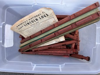 Tote Lot Of Vintage Lincoln Logs