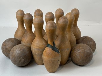 Miniature Wooden Bowling Set