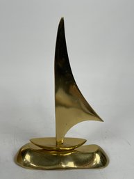 Vintage Brass Sailboat Sculpture
