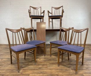 Vintage Dining Set By Keller With Six Chairs And Additional Leaf