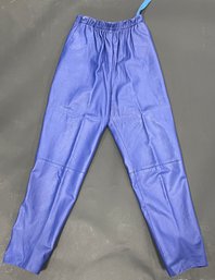 Vintage Blue Elastic Waist Leather Pants