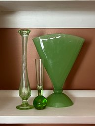 Jadeite Fan Vase And Depression Glass Vases Uranium