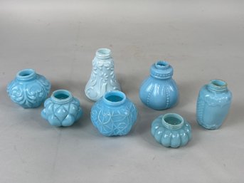 Group Of Antique Blue Milk Glass