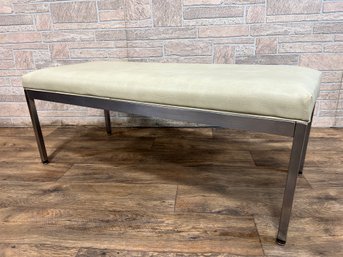 Modern Tubular Steel Bench In Cream Vinyl Made By The Howell Co