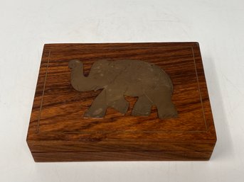 Vintage Elephant Detail Inlaid Dresser Box