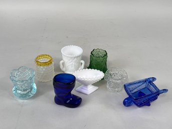 Group Of Vintage Glass Toothpick Holders And Glass Pieces