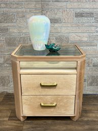 Art Deco Glass Top Side Table / Nightstand Made By Henredon