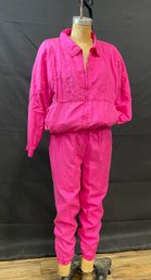 Vintage Rhonda Lynne Bright Pink Silk Track Suit