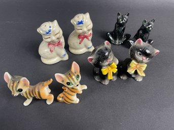 Collection Of Vintage Cat Salt And Pepper Shakers