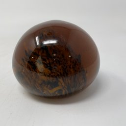 Vintage Amber Glass Paperweight