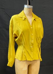 Vintage Ann Taylor Chartreuse Silk Blouse