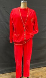 Vintage SK & Co. 3 Piece Red Velour Track Suit