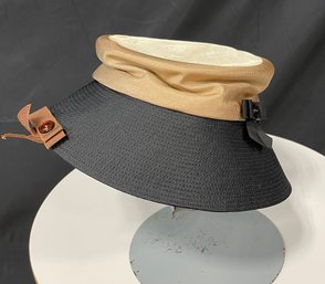 Vintage Black And Tan Bucket Hat W/ Grosgrain Ribbon Details