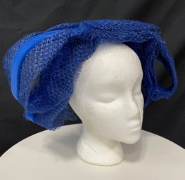 Bright Blue Maria Pia Velvet And Netting Headband Fascinator