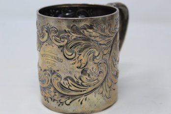 Antique Ornate Sterling Repousse Mug By Bailey, Banks And Biddle (140g)