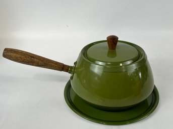 Mid Century Enameled Pot With Tray