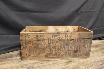Antique Large Berry Brothers Varnishes Wood Crate 1900s Stage Coach Paint Box