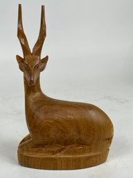 MCM Hand Carved Wooden Gazelle Antelope