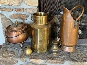 Collection Of Vintage Copper And Brass Containers