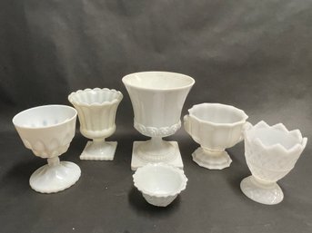 Collection Of Vintage Milk Glass Vessels