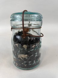 Mason Jar Full Of Antique Beads