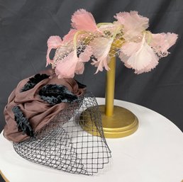 Pair Of Floral And Netting Hats