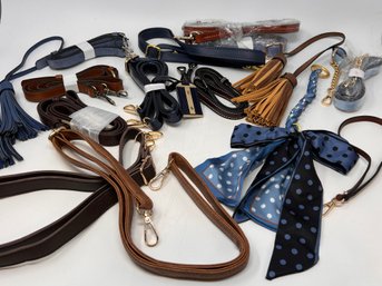 Blues And Browns Purse Strap And Accessory Lot