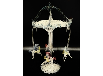 Vintage Spun Glass Figure Of A Carousel