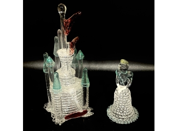 Vintage Spun Glass Figures Lot - Cinderella And Castle