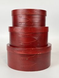 Set Of Three Shaker Boxes With Red Paint