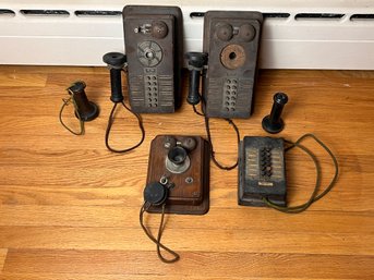 Collection Of Antique Wooden Phones