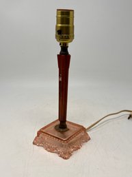 Vintage Bakelite And Depression Glass Lamp