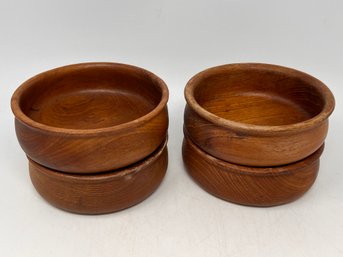 Set Of Four Teak Salad Bowls