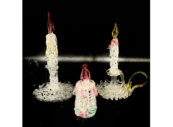 Vintage Spun Glass Figures Lot - Candles
