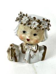 Vintage Ceramic Kitsch Flower Girl Figure