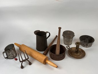 Group Of Antiques & Primitives Tools Kitchen More
