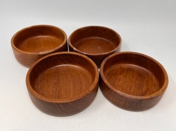 Set Of Four Wooden Salad Bowls