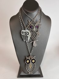 Vintage Costume Jewelry Owl Lot (3)