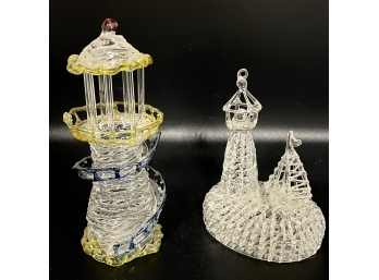 Vintage Spun Glass Figures Lot - Lighthouses
