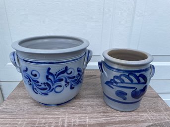 Cobalt Designed Stoneware Crocks