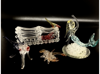 Vintage Spun Glass Figures Lot - Nautical
