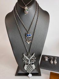 Vintage Costume Jewelry Owl Lot (7)