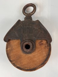 Antique Myers Pulley Wood And Cast Iron