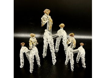 Vintage Spun Glass Figures Lot - Trio Of Poodles