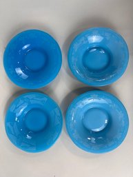 Group Of 4 Blue Glass Plates